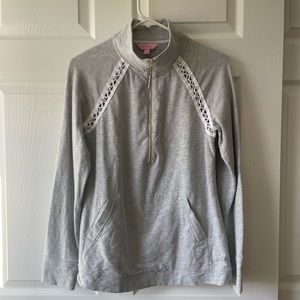 Lilly Pulitzer Light Gray 3/4 Zip Pullover size small